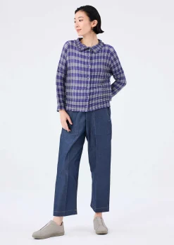 ISSEY MIYAKE Gingham Check Pleats Shirt Fashion