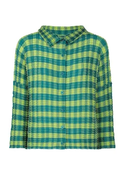 ISSEY MIYAKE Gingham Check Pleats Shirt Fashion