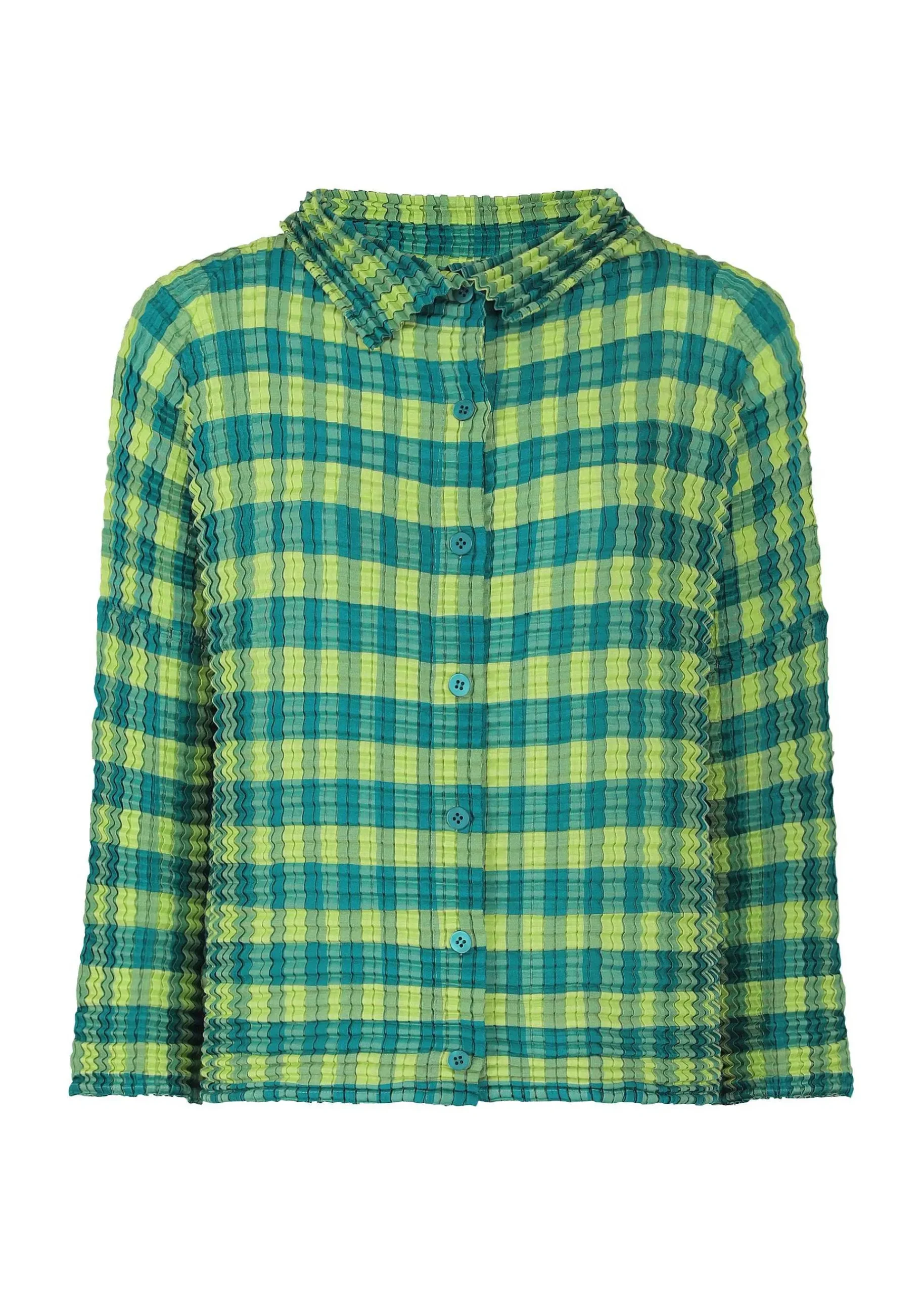 ISSEY MIYAKE Gingham Check Pleats Shirt Fashion