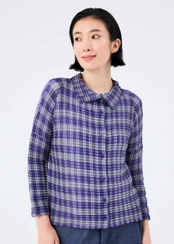 ISSEY MIYAKE Gingham Check Pleats Shirt Fashion