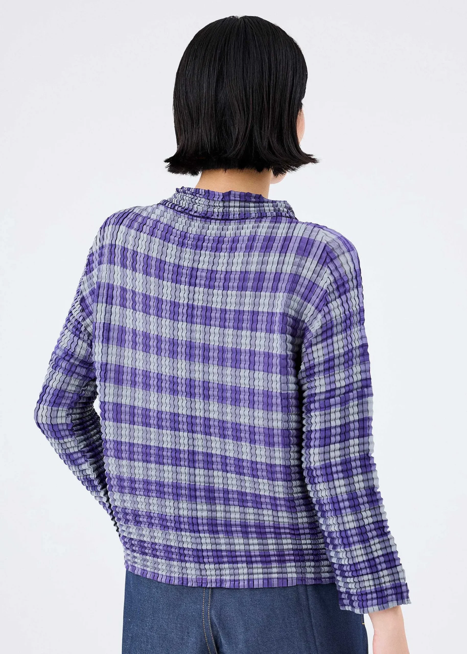 ISSEY MIYAKE Gingham Check Pleats Shirt Fashion